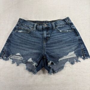 Aerie blue denim shorts with frayed hem Size Xs